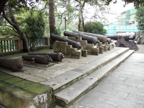 Old and newer canon around the Guangzhou Tower's grounds.
